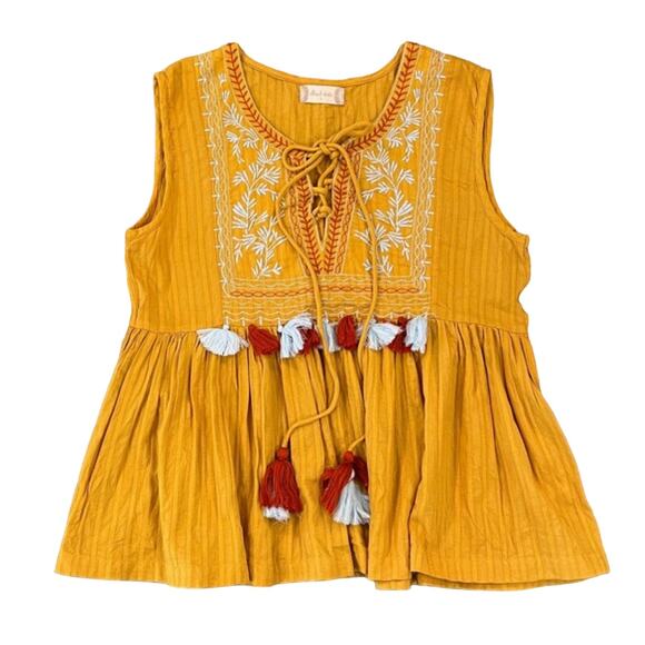 NWT Altar'd State Gold Embroidered Festival Boho Tank Top - SIZE SMALL - Picture 1 of 9